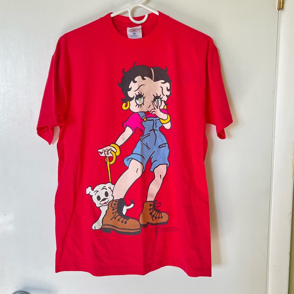 Vintage 1997 Betty Boop in Overalls and Dog Graphic T-shirt